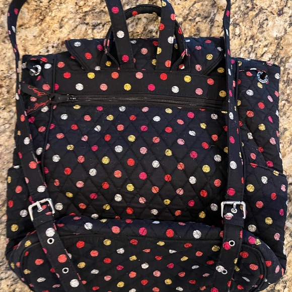 Vera Bradley Drawstring Backpack in Black Havana polka Dots bag - Picture 5 of 7